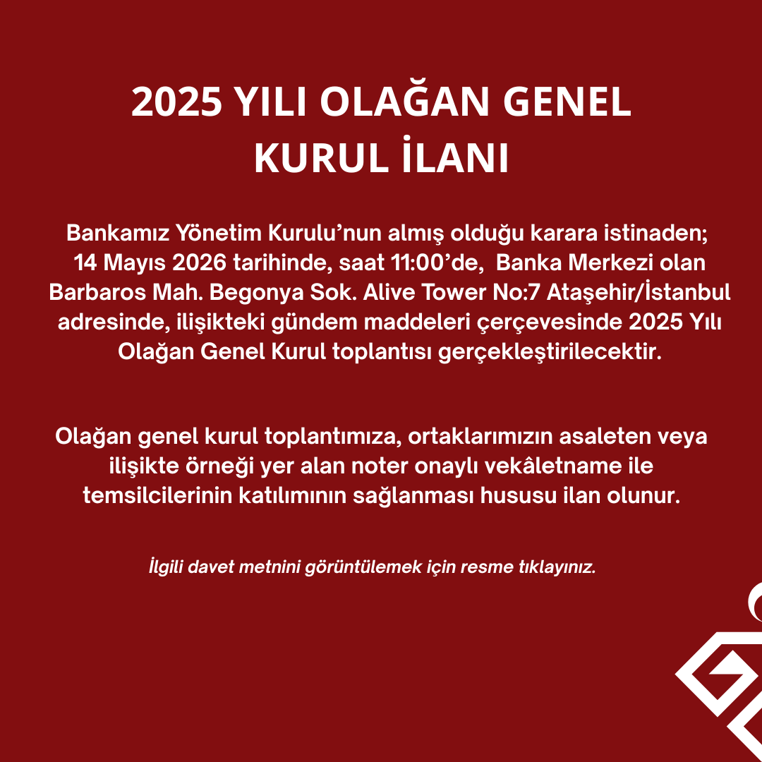 Genel Kurul Davet Mektubu Duyurusu